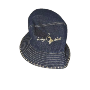 Baby phat vintage 90's denim bucket hat silver metallic rhinestone fisherman hat